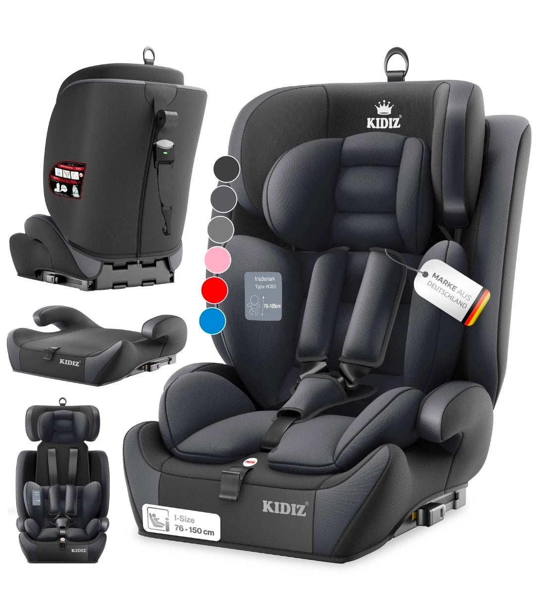 Kinderautositz 2 in 1 Universal 9kg-36 kg, 1-12 Jahre, Gruppe 1-2-3