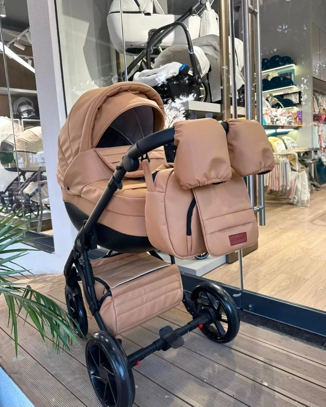MOMMO AAA Kinderwagen 3in1 Öko-Leder – Cosmo I-Size-Sitz