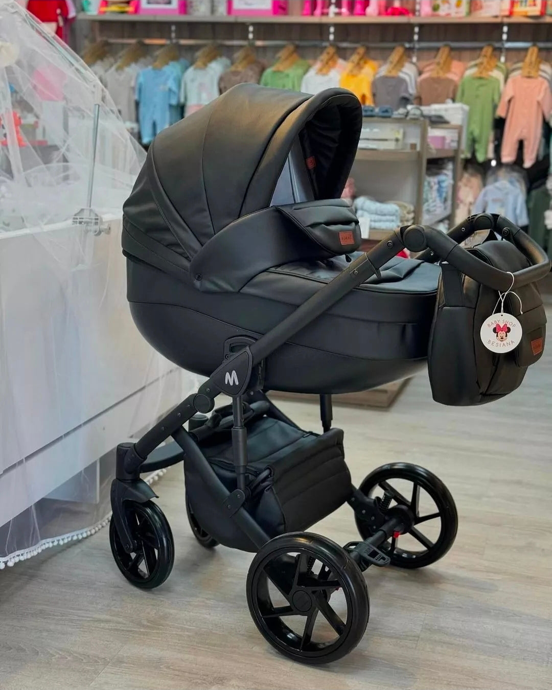 MOMMO AAA Kinderwagen 3in1 Öko-Leder – Cosmo I-Size-Sitz