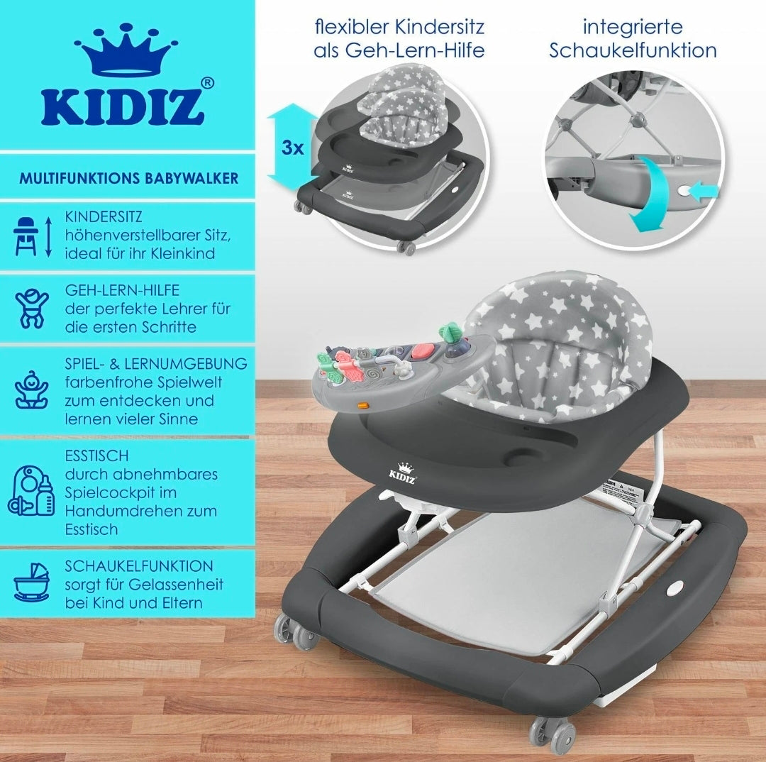 KIDIZ® 4in1 Lauflernhilfe Babywalker mit Licht Musik Rosa