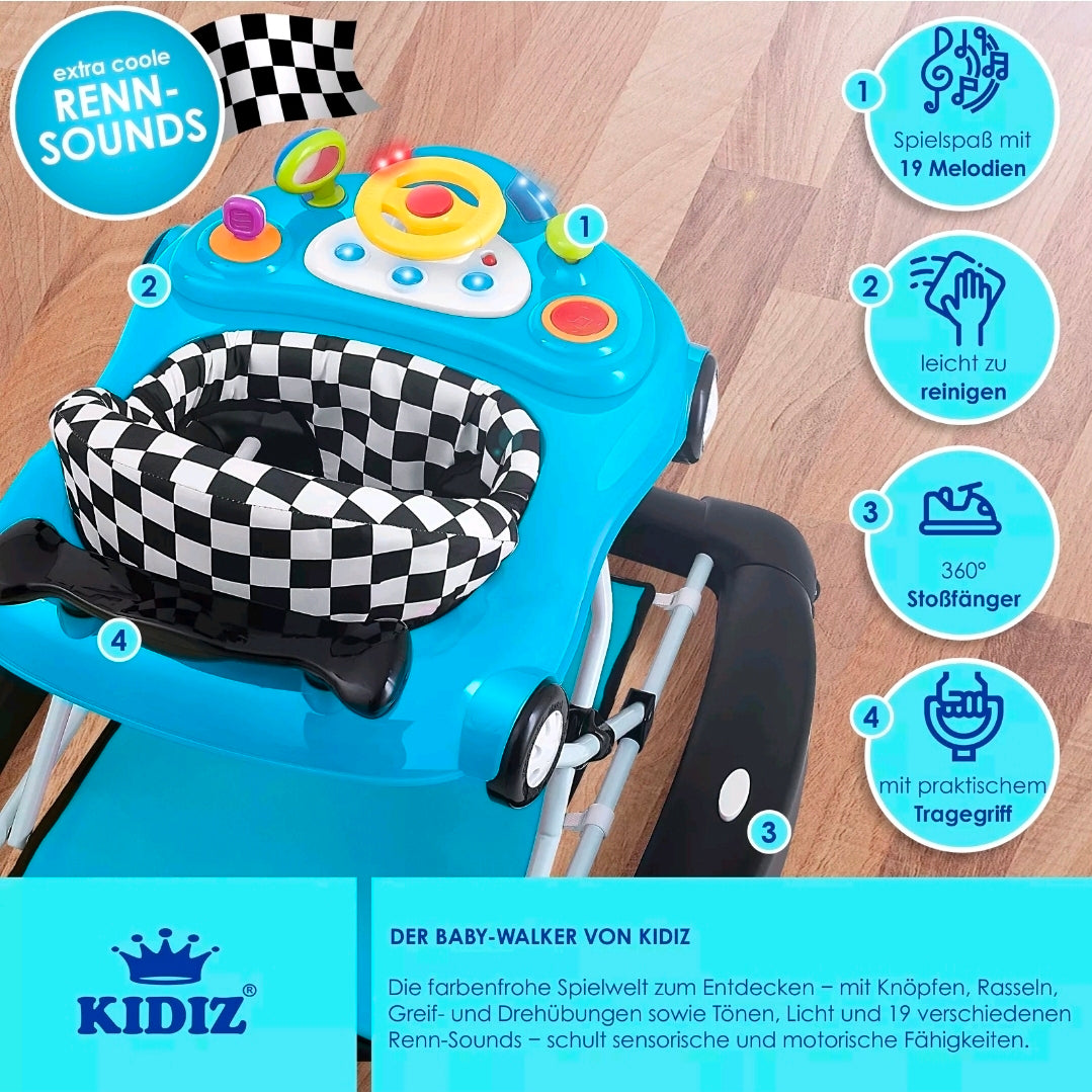 KIDIZ® 4in1 Lauflernhilfe Babywalker Auto mit Rollen Licht Musik