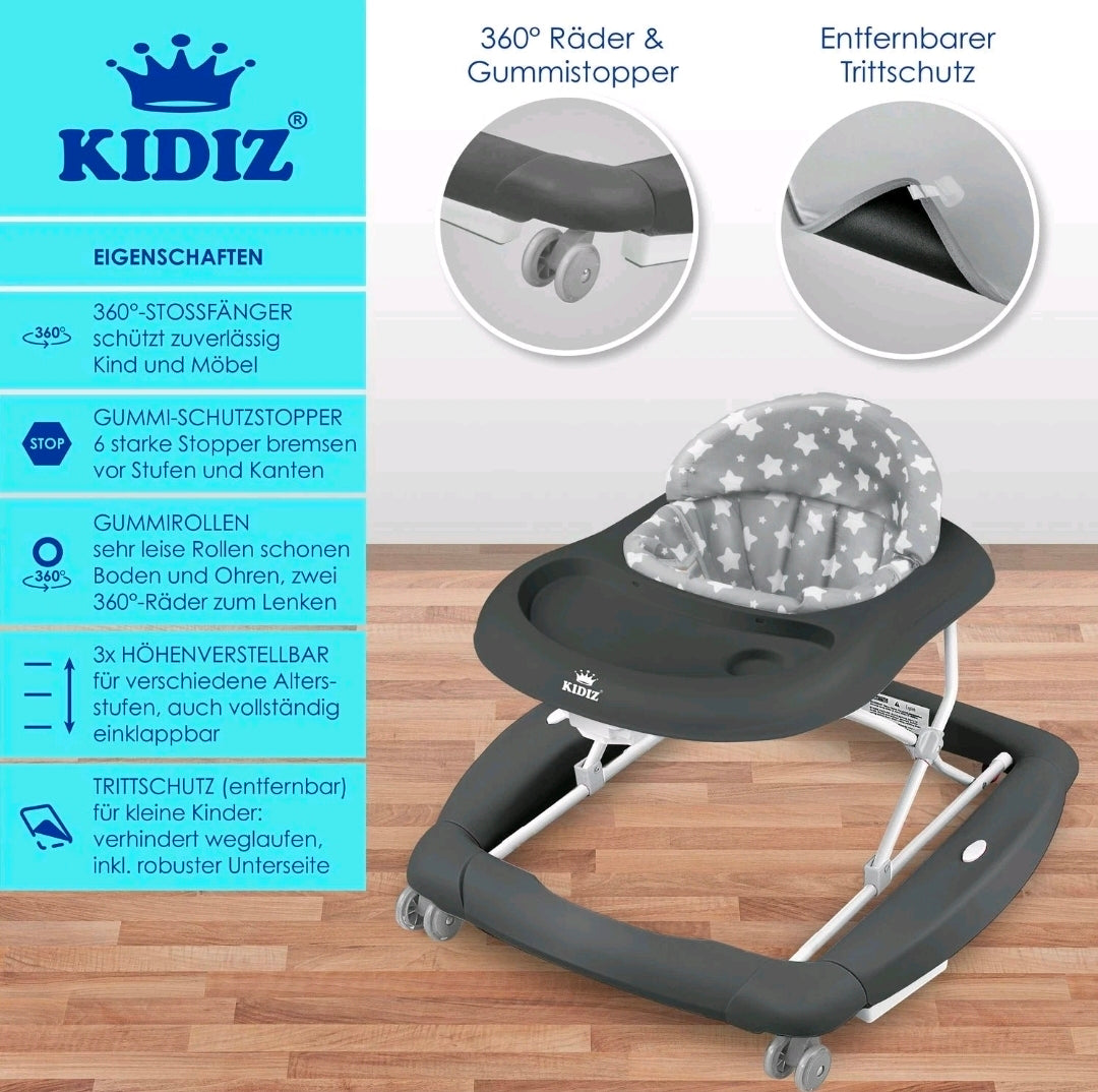 KIDIZ® 4in1 Lauflernhilfe Babywalker mit Licht Musik Rosa