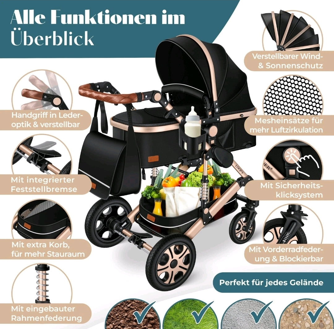 KESSER® Loops 3 in 1 Kombikinderwagen Komplett-Set-Zweite Chance