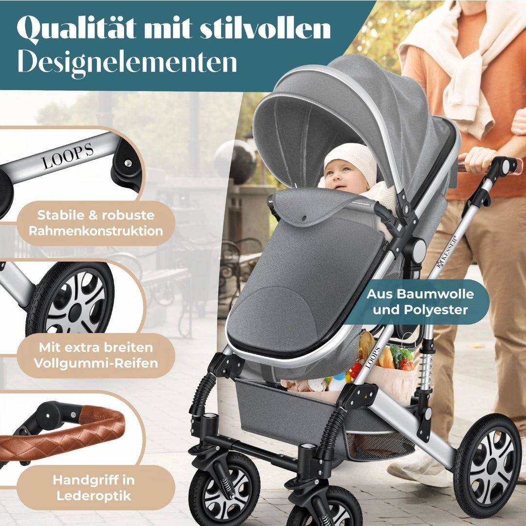 KESSER® Loops 3 in 1 Kombikinderwagen Komplett-Set-Zweite Chance
