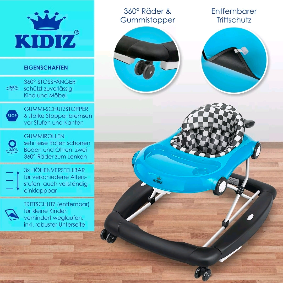 KIDIZ® 4in1 Lauflernhilfe Babywalker Auto mit Rollen Licht Musik