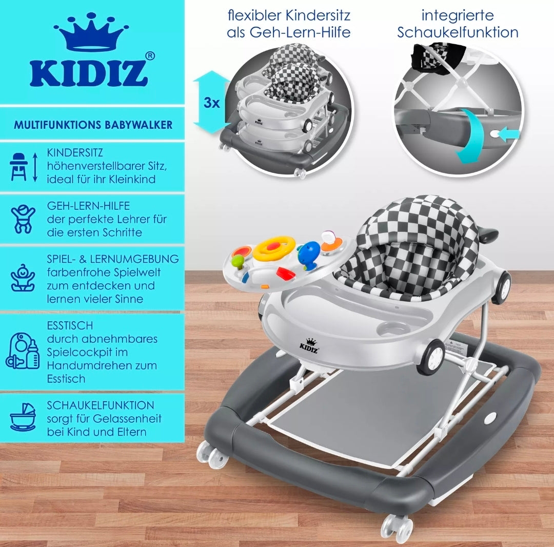 KIDIZ® 4in1 Lauflernhilfe Babywalker Auto mit Rollen Licht Musik