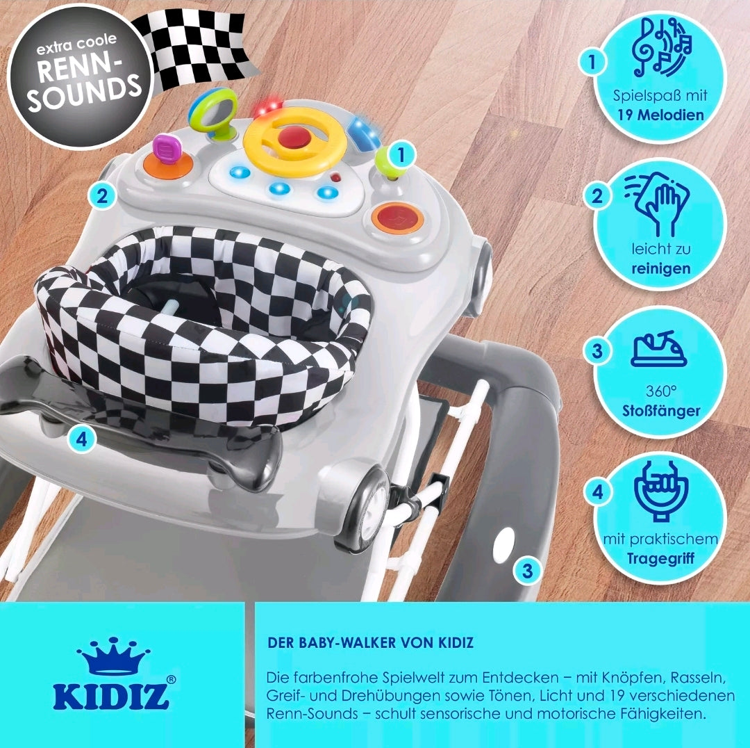 KIDIZ® 4in1 Lauflernhilfe Babywalker Auto mit Rollen Licht Musik