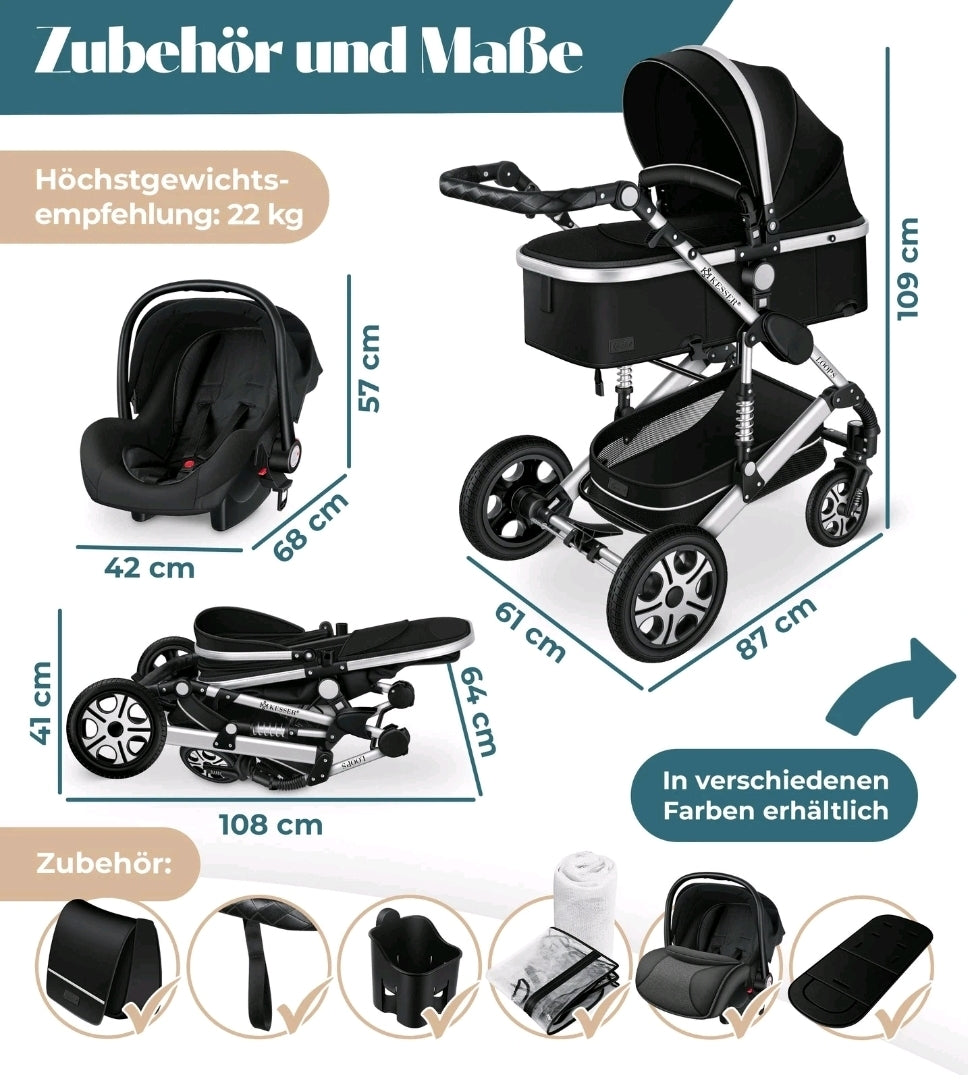 KESSER® Loops 3 in 1 Kombikinderwagen Komplett-Set-Zweite Chance
