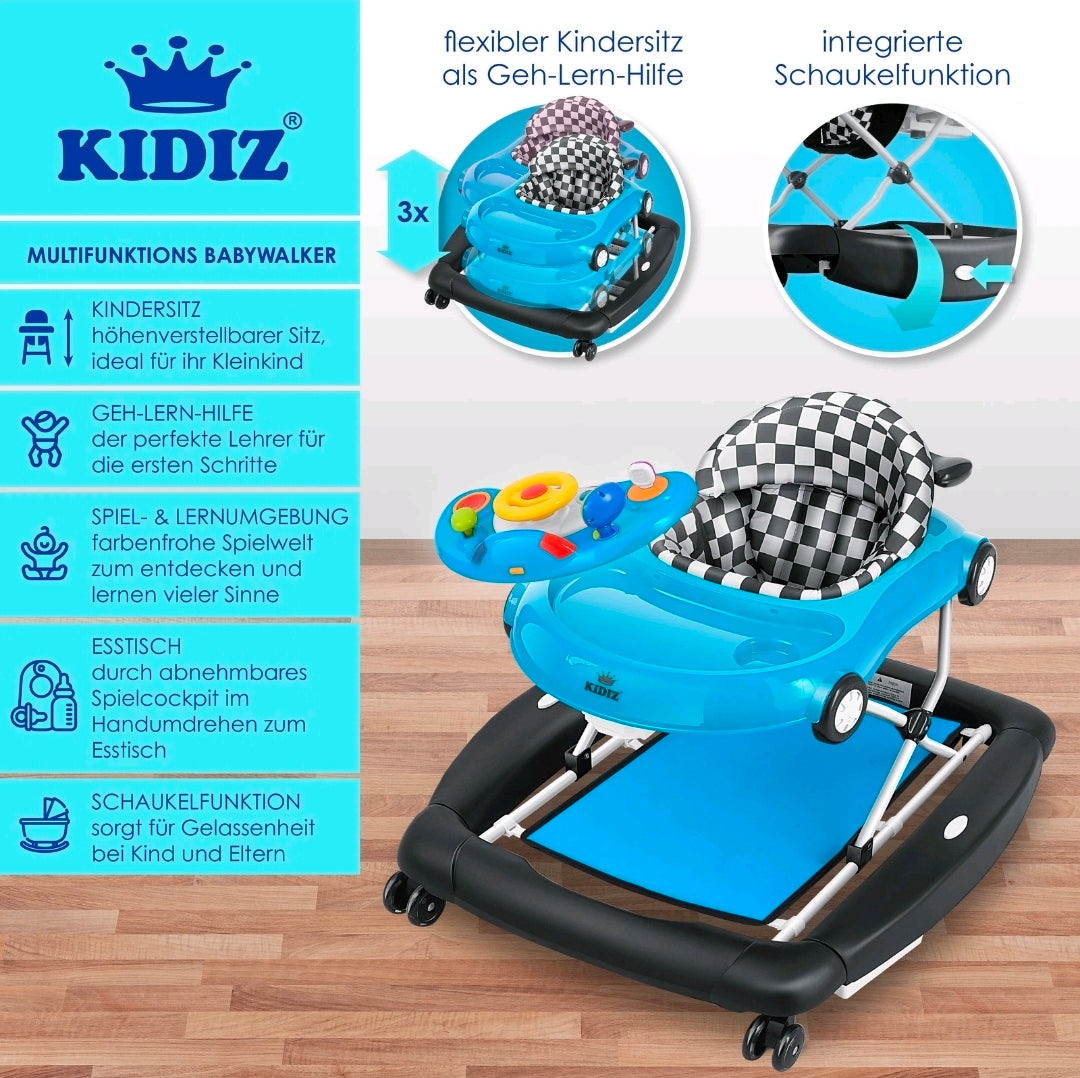 KIDIZ® 4in1 Lauflernhilfe Babywalker Auto mit Rollen Licht Musik