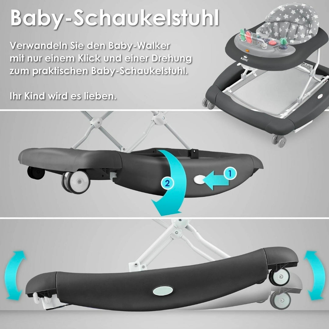 KIDIZ® 4in1 Lauflernhilfe Babywalker mit Licht Musik Rosa