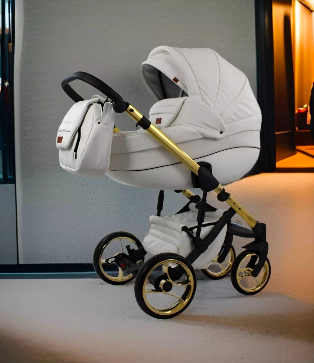 MOMMO AAA Kinderwagen 3in1 Öko-Leder – Cosmo I-Size-Sitz