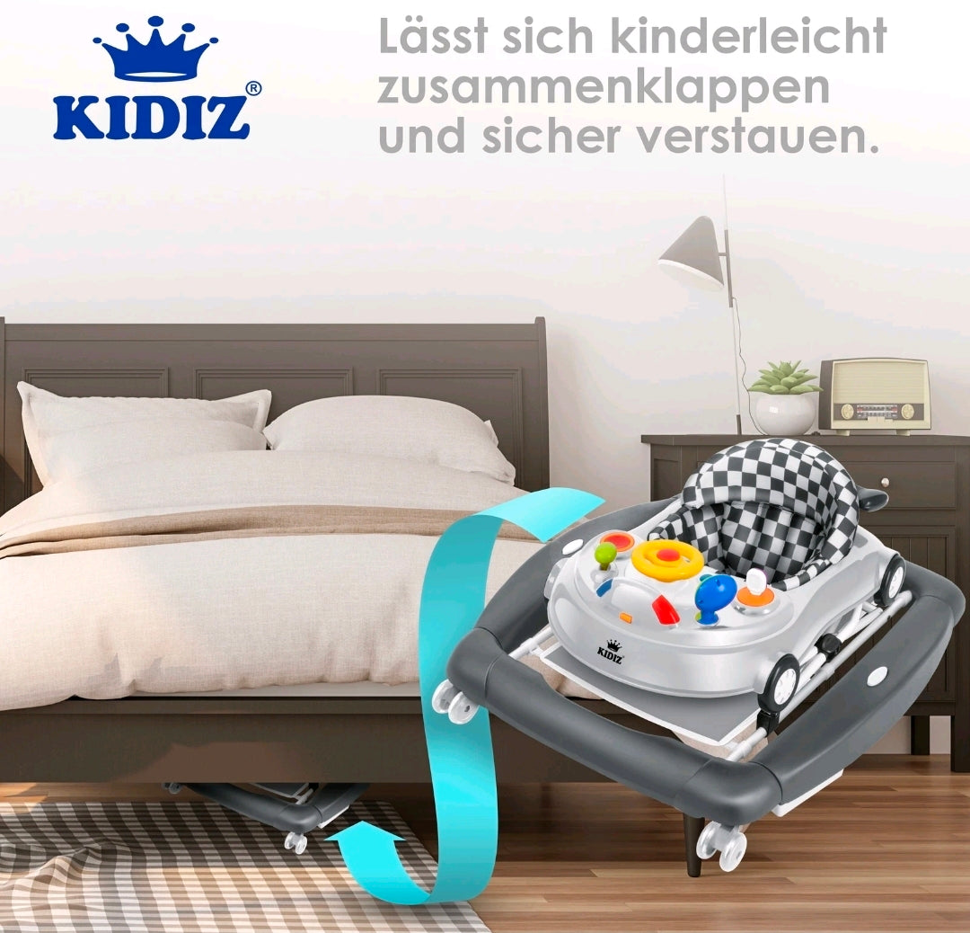 KIDIZ® 4in1 Lauflernhilfe Babywalker Auto mit Rollen Licht Musik
