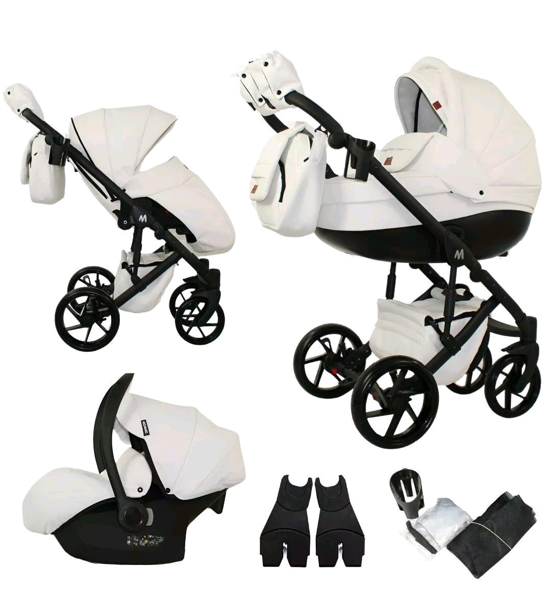 MOMMO AAA Kinderwagen 3in1 Öko-Leder – Cosmo I-Size-Sitz