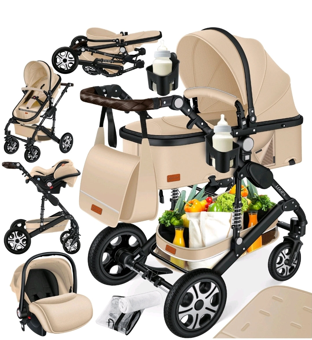 KESSER® Loops 3 in 1 Kombikinderwagen Komplett-Set