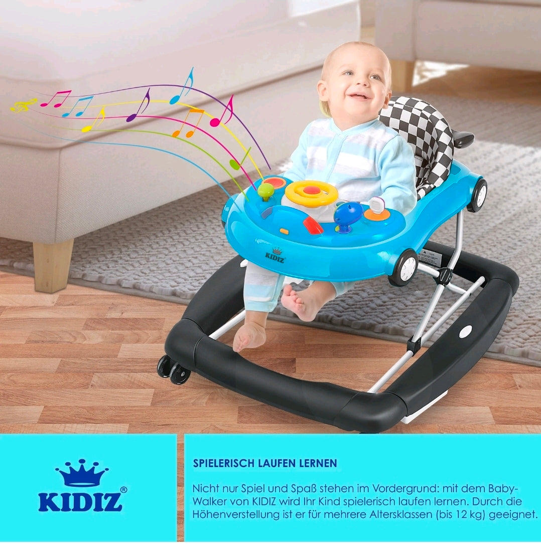 KIDIZ® 4in1 Lauflernhilfe Babywalker Auto mit Rollen Licht Musik
