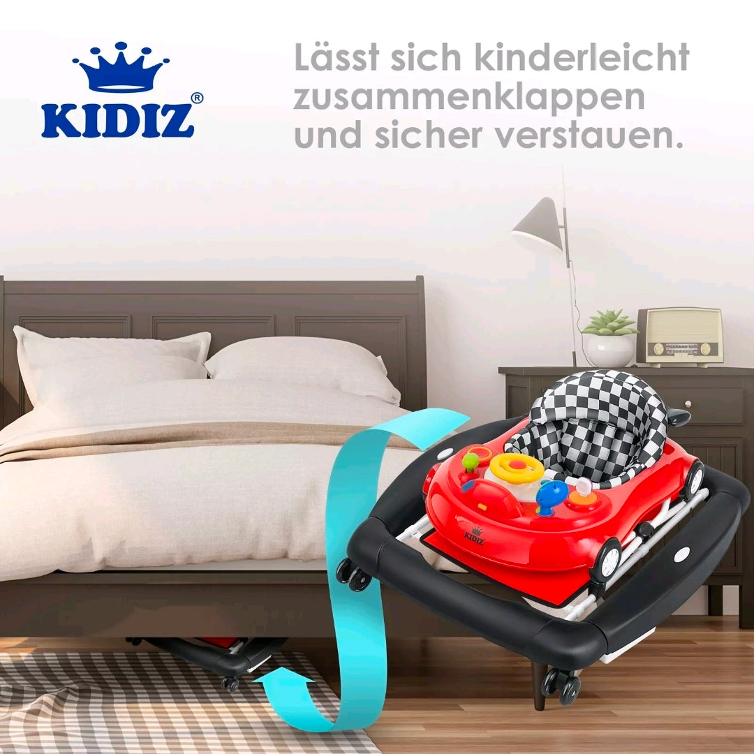 KIDIZ® 4in1 Lauflernhilfe Babywalker Auto mit Rollen Licht Musik