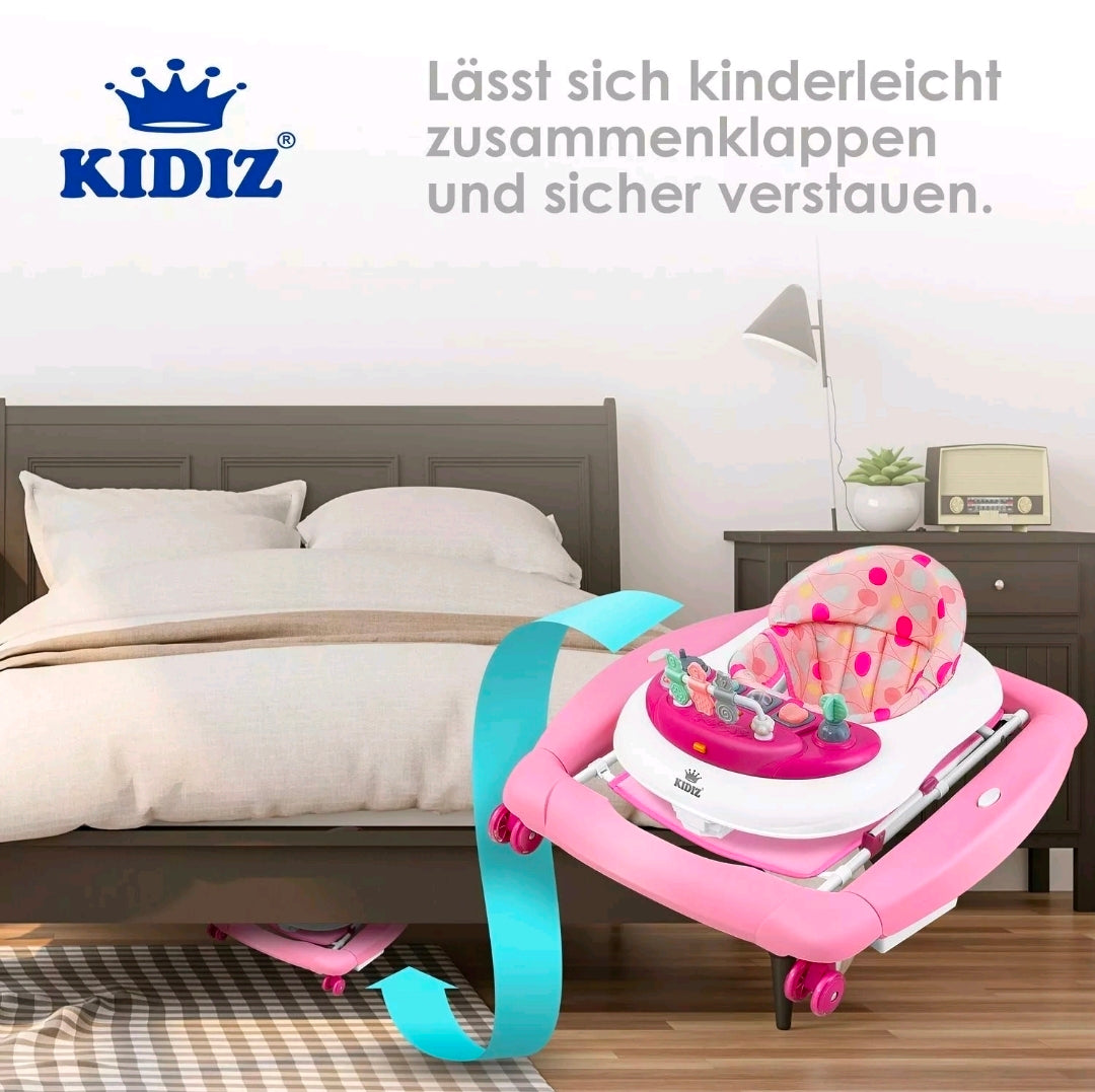 KIDIZ® 4in1 Lauflernhilfe Babywalker mit Licht Musik Rosa
