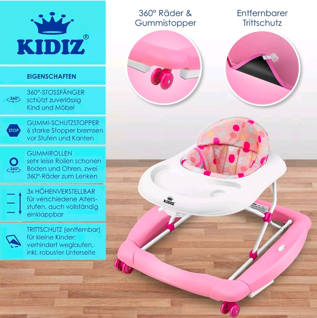 KIDIZ® 4in1 Baby Walker with Light and Music Pink