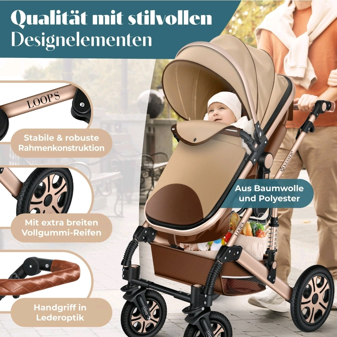 KESSER® Loops 3 in 1 Kombikinderwagen Komplett-Set-Zweite Chance