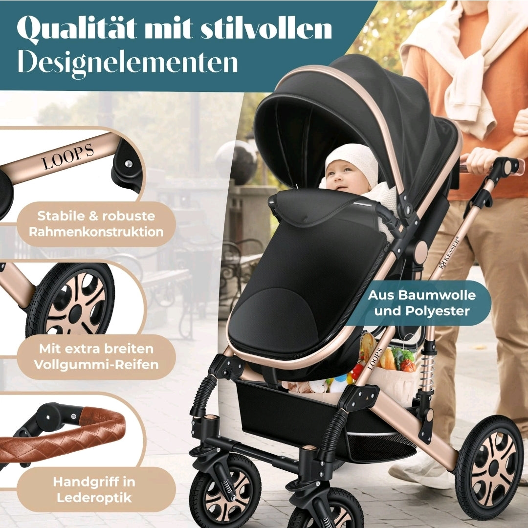 KESSER® Loops 3 in 1 Kombikinderwagen Komplett-Set-Zweite Chance