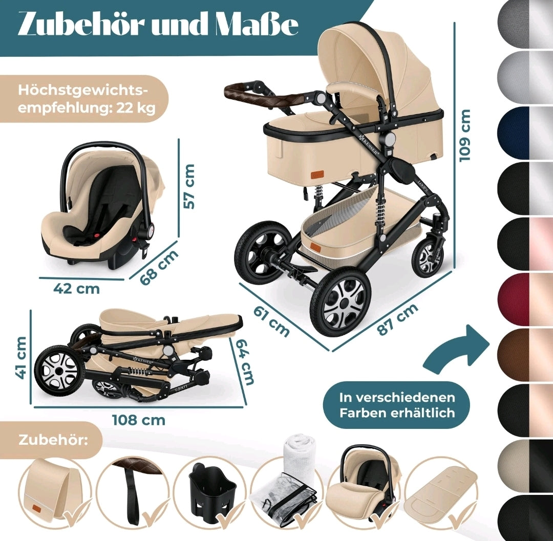 KESSER® Loops 3 in 1 Kombikinderwagen Komplett-Set-Zweite Chance