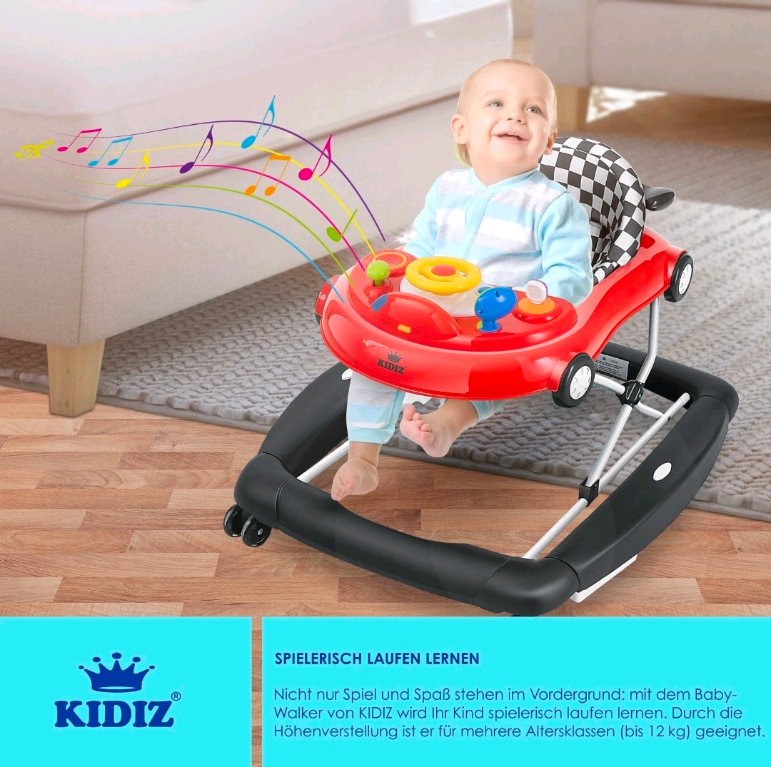 KIDIZ® 4in1 Lauflernhilfe Babywalker Auto mit Rollen Licht Musik
