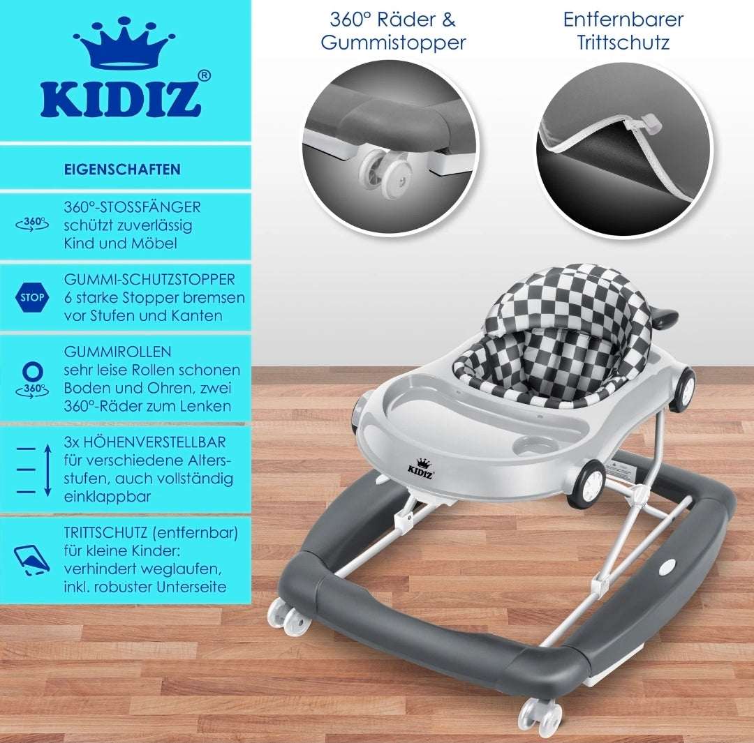 KIDIZ® 4in1 Lauflernhilfe Babywalker Auto mit Rollen Licht Musik