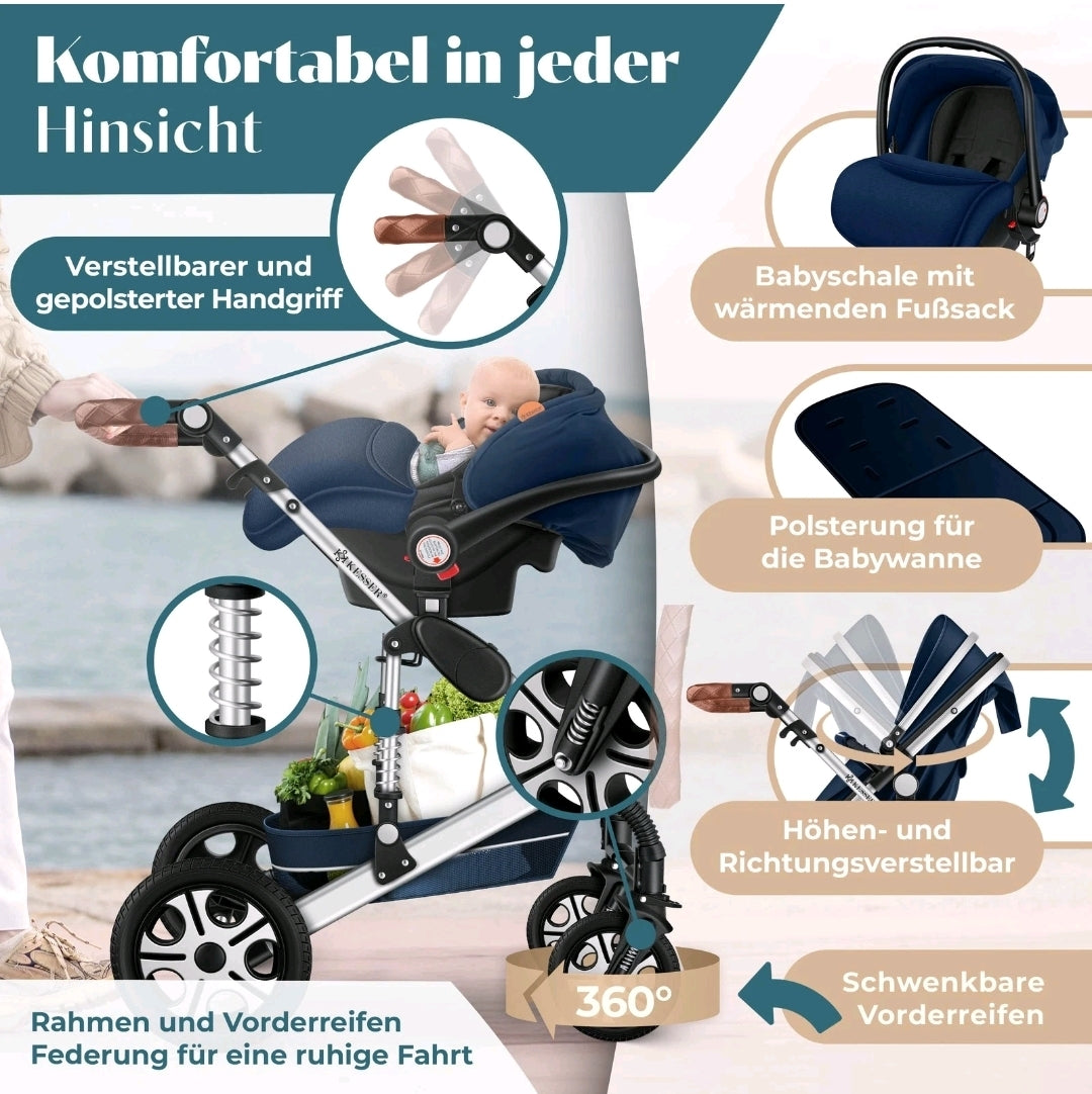 KESSER® Loops 3 in 1 Kombikinderwagen Komplett-Set-Zweite Chance