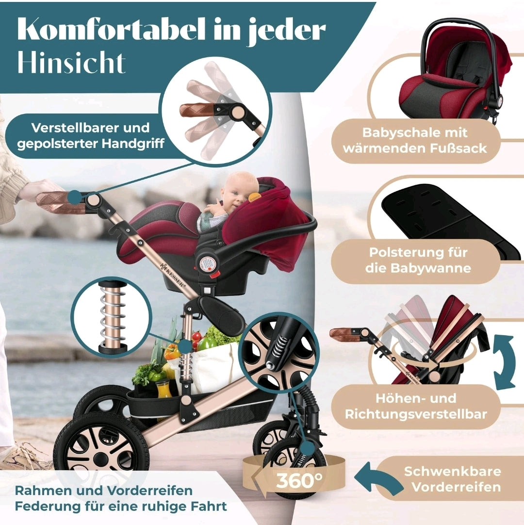 KESSER® Loops 3 in 1 Kombikinderwagen Komplett-Set-Zweite Chance