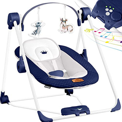 KIDIZ® Babywippe Babyschaukel mit 5 Geschwindigkeitseinstellungen zusammenklappbarer Baby Wippe Schaukel Babyhochstuhl mit Spielbogen Spielzeugen 5 beruhigende Naturgeräusche Anthrazit