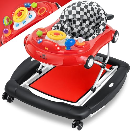 KIDIZ® 4in1 Lauflernhilfe Babywalker Spiel- und Lauflernwagen Gehfrei - Schaukelfunktion Babywippe mit Rollen, Licht, Musik,Spielecenter Esstisch Laufstuhl Laufhilfe babys ab 6 Monaten Klappbar