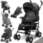 KIDIZ® City-Pro Pushchair Folding Pushchair Pushchair Sports Pushchair Foldable 360° 6 Inch Wheels Includes Mosquito Net, Footmuff and Rain Cover Foldable Sleep Function Anthracite