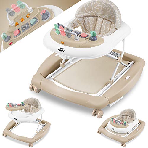 KIDIZ® 4in1 Lauflernhilfe Babywalker Spiel- und Lauflernwagen Gehfrei Schaukelfunktion Babywippe mit Rollen, Licht, Musik,Spielecenter Esstisch Laufstuhl Laufhilfe babys ab 6 Monaten Klappbar Blau