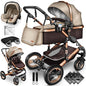 KIDUKU® 3 in 1 Kinderwagen XXL Komplettset | Kombikinderwagen Set inkl. Babywanne Buggy Sportsitz & Auto-Babyschale Fußsack | Vollgummireifen Wickeltasche Handwärmer Regenschutz Kindertisch ECE R129