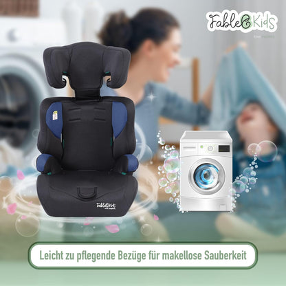 FableKids Children's Car Seat | 3-Point Safety Belt | Car Seat from 15 Months | Car Seat for Children 76-150 cm | Child Seat Adjustable Headrest | ECE R129/03 | Adjustable 44.5 x 41 x 68-75 cm | Blue