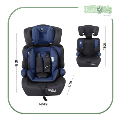FableKids Children's Car Seat | 3-Point Safety Belt | Car Seat from 15 Months | Car Seat for Children 76-150 cm | Child Seat Adjustable Headrest | ECE R129/03 | Adjustable 44.5 x 41 x 68-75 cm | Blue