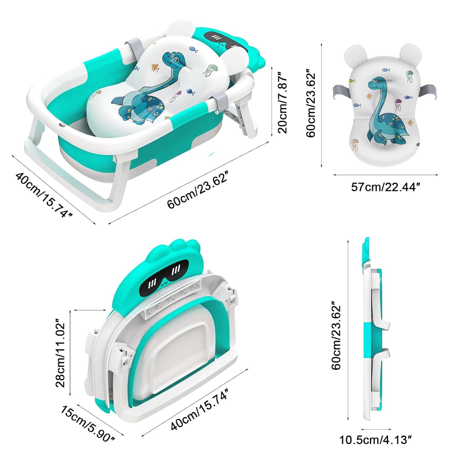 Baby Bathtub, Foldable Bathtub Baby with Non-Slip Mat, Portable Baby Bathtub, Newborn Essentials Baby Bath for Infants and Toddlers from 0-24 Months