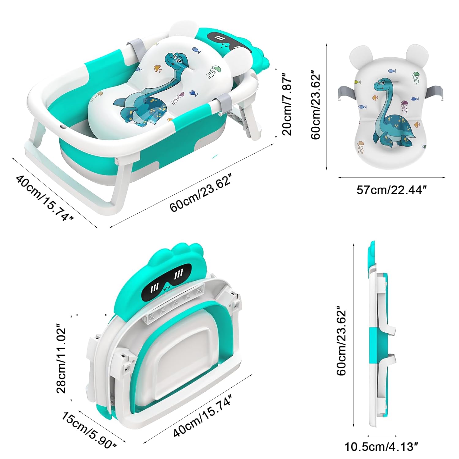 Baby Bathtub, Foldable Bathtub Baby with Non-Slip Mat, Portable Baby Bathtub, Newborn Essentials Baby Bath for Infants and Toddlers from 0-24 Months