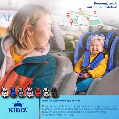 KIDIZ® Autokindersitz Triangle Premium Kindersitz Kinderautositz | Autositz Sitzschale | 9 kg - 36 kg 1-12 Jahre | Gruppe 1/2/3 | universal | zugelassen nach ECE R129/03