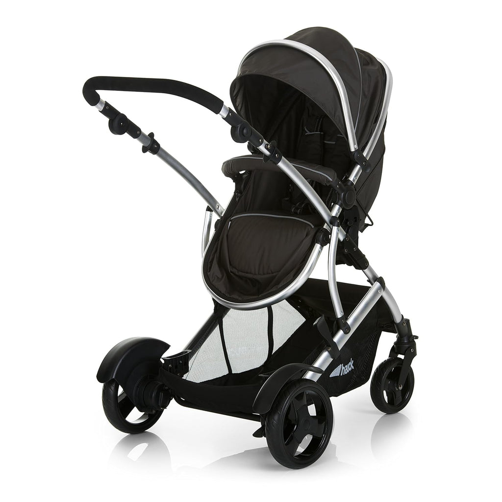 Hauck duet 2 double stroller for brothers of different ages, baby carry-on bag convertible into reversible seat, low detachable seat, height-adjustable handlebar, black forest
