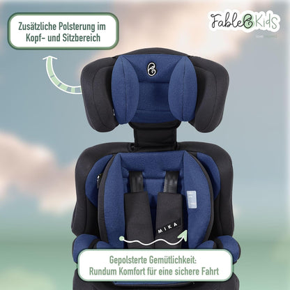 FableKids Children's Car Seat | 3-Point Safety Belt | Car Seat from 15 Months | Car Seat for Children 76-150 cm | Child Seat Adjustable Headrest | ECE R129/03 | Adjustable 44.5 x 41 x 68-75 cm | Blue