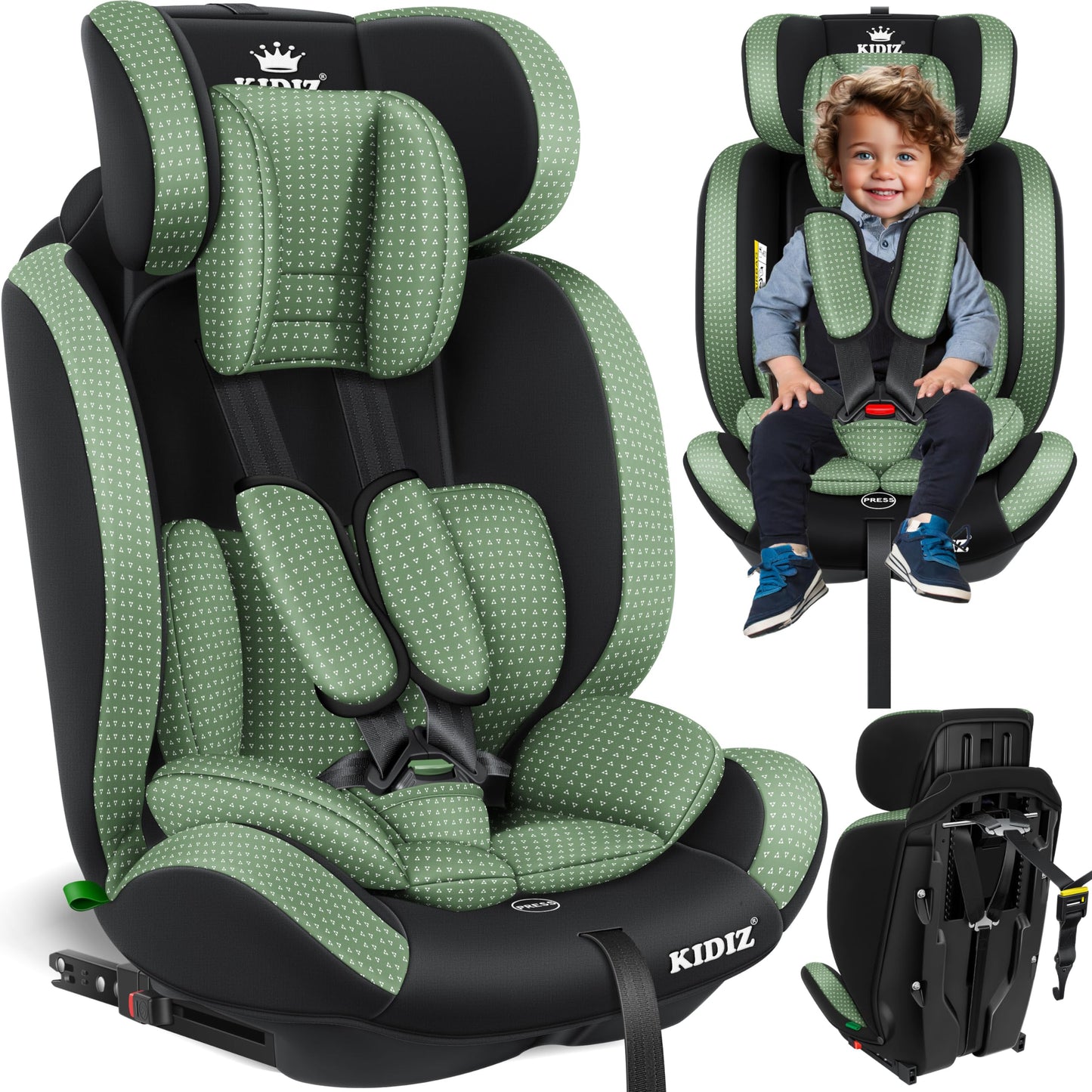 KIDIZ® Autokindersitz Triangle Premium Kindersitz Kinderautositz | Autositz Sitzschale | 9 kg - 36 kg 1-12 Jahre | Gruppe 1/2/3 | universal | zugelassen nach ECE R129/03