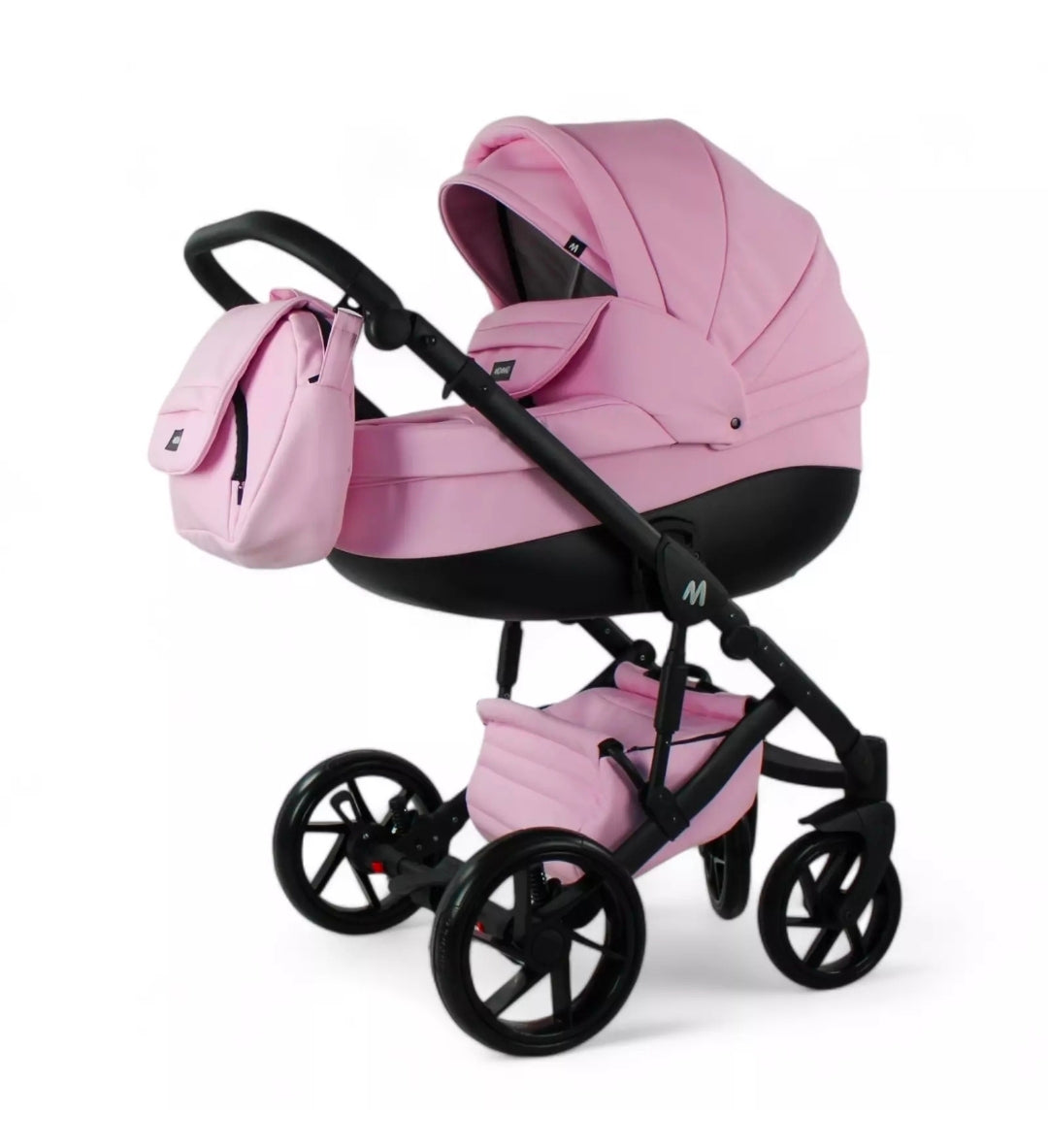 MOMMO AAA Kinderwagen 3in1 Öko-Leder – Cosmo I-Size-Sitz Rosa