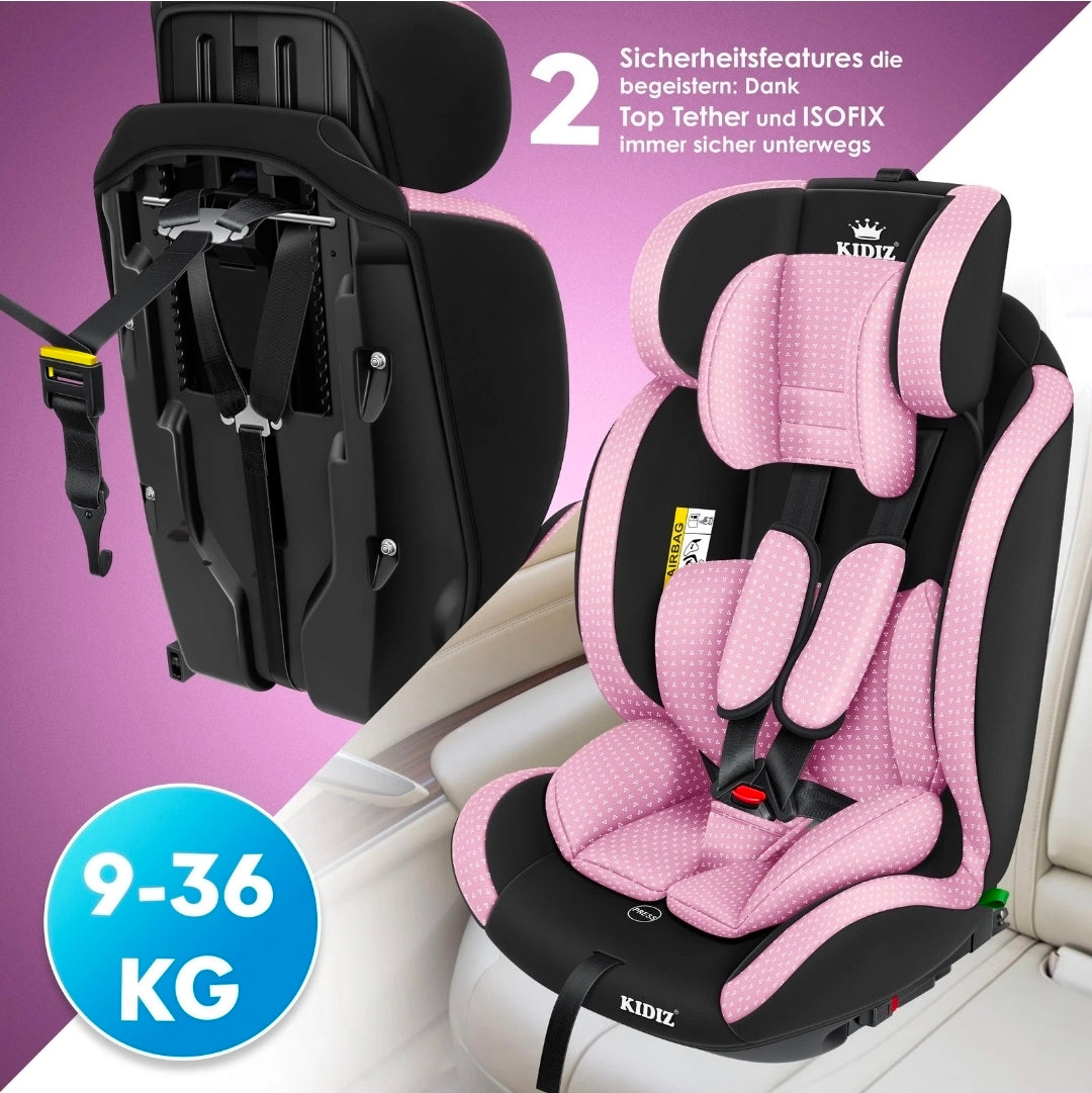 Kinderautositz 9kg-36 kg, 1-12 Jahre, Gruppe 1-2-3 Universal, Isofix