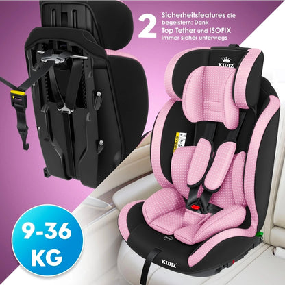Kinderautositz 9kg-36 kg, 1-12 Jahre, Gruppe 1-2-3 Universal, Isofix