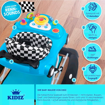 KIDIZ® 4in1 Lauflernhilfe Babywalker Auto mit Rollen Licht Musik - Zweite Chance