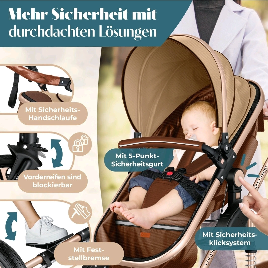 KESSER® Loops 3 in 1 Kombikinderwagen Komplett-Set-Zweite Chance
