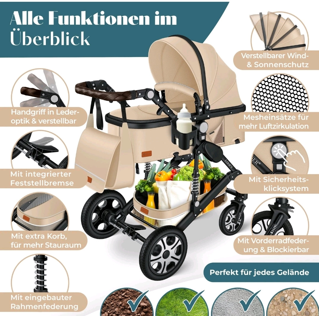 KESSER® Loops 3 in 1 Kombikinderwagen Komplett-Set-Zweite Chance