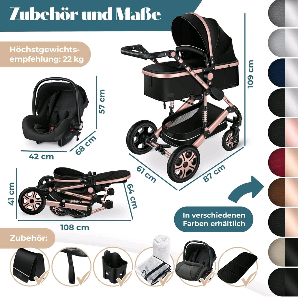 KESSER® Loops 3 in 1 Kombikinderwagen Komplett-Set