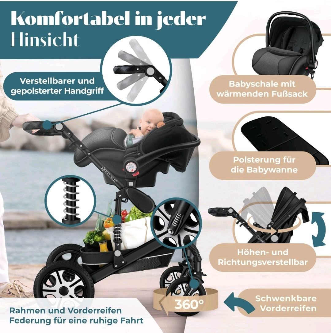 KESSER® Loops 3 in 1 Kombikinderwagen Komplett-Set-Zweite Chance